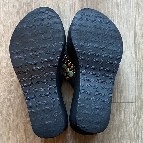 Grazie Black Sandals with Turquoise and Orange Bead Accents - Picture 4 of 5